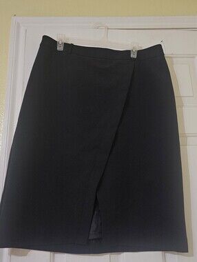 Worthington Black Wrap-Front Pencil Skirt with Front Slit